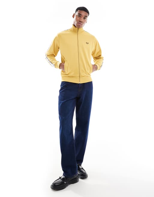 Fred Perry - Giacca sportiva gialla con fettuccia a contrasto, 3 di 4