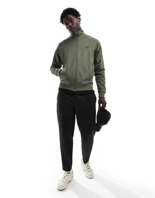 Fred Perry - Giacca sportiva verde con fettuccia a contrasto in coordinato, 3 di 4
