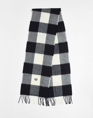 Fred Perry gingham check scarf in black
