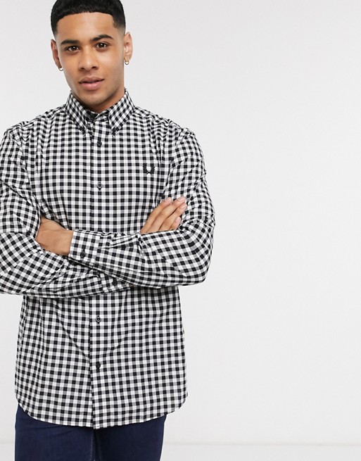 Fred Perry gingham check shirt in black and white