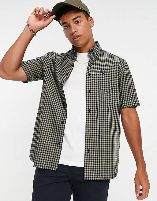 Fred Perry gingham short sleeve shirt in sage