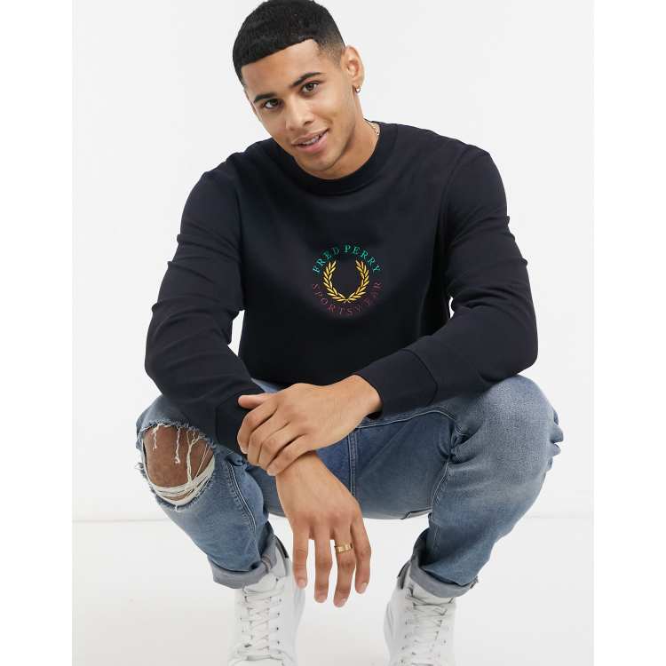 Fred Perry global branded sweatshirt in navy