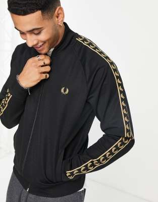 Fred perry gold detail twill track jacket in online black