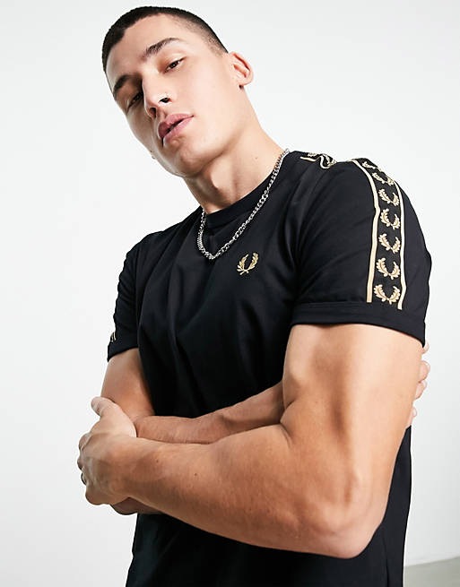  Fred Perry gold taped ringer t-shirt in black 