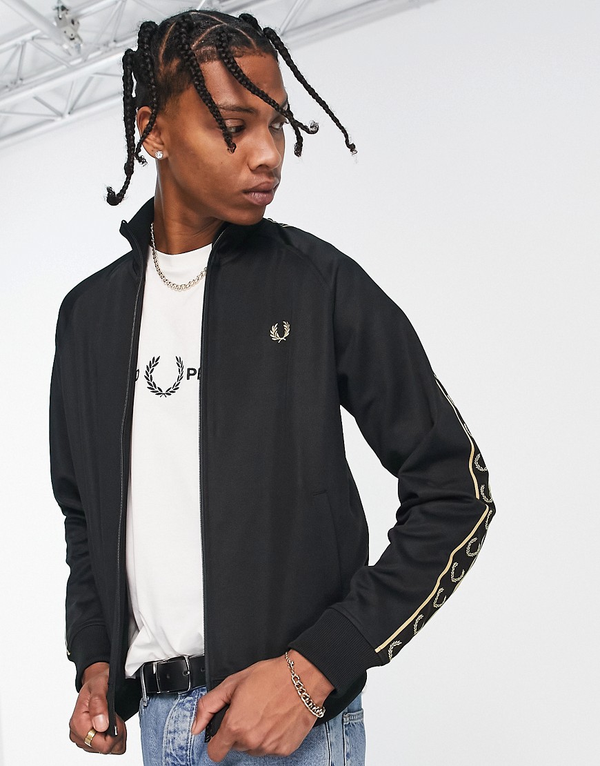 Gold Taped Track Jacket In Black