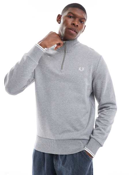 Fred Perry - Grå sweatshirt med lynlås i halv længde - view 1