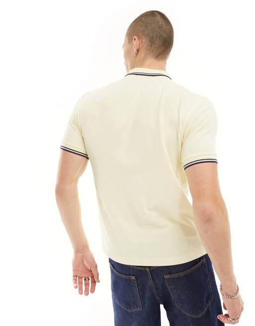 Fred Perry – Gräddvit pikétröja med dubbla kantband, 3 av 4