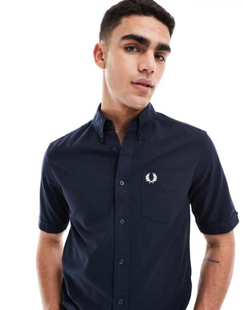 Fred Perry – Granatowa koszula oxford z krótkimi rękawami - view 1