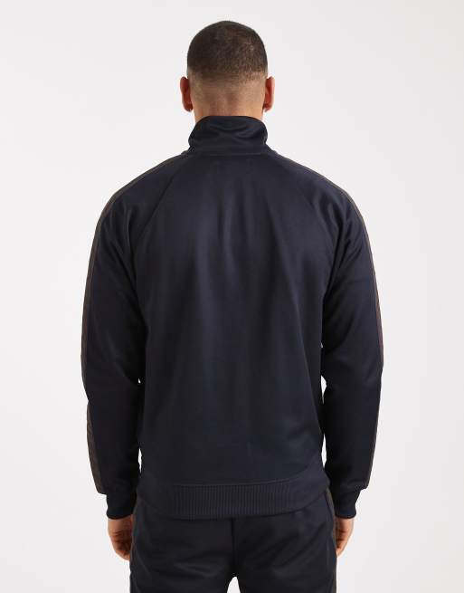 Fred Perry – Granatowa kurtka dresowa z kontrastowymi brązowymi lampasami , 3 z 5
