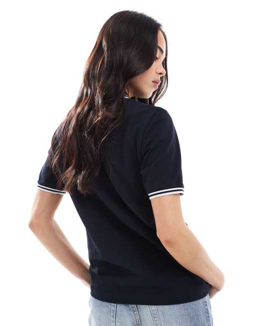 Fred Perry – Granatowo-biała koszulka polo z podwójną lamówką, 3 z 4