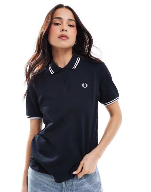 Fred Perry – Granatowo-biała koszulka polo z podwójną lamówką, 4 z 4
