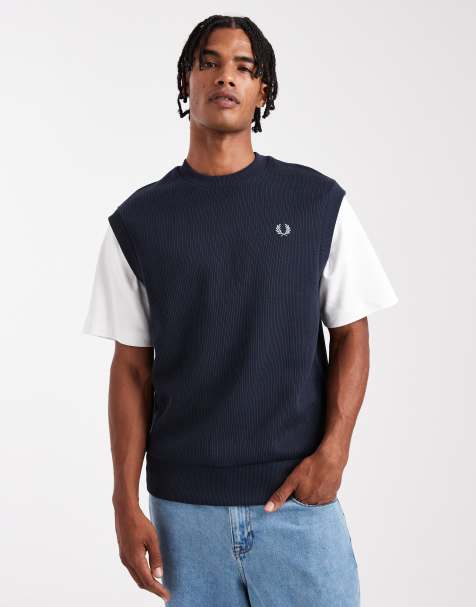Fred Perry ribbed vest in navy