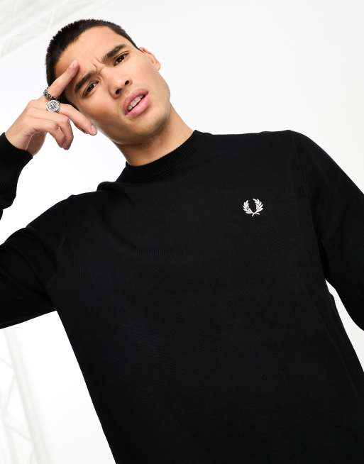 Fred Perry graphic back print laurel wreath jumper in black