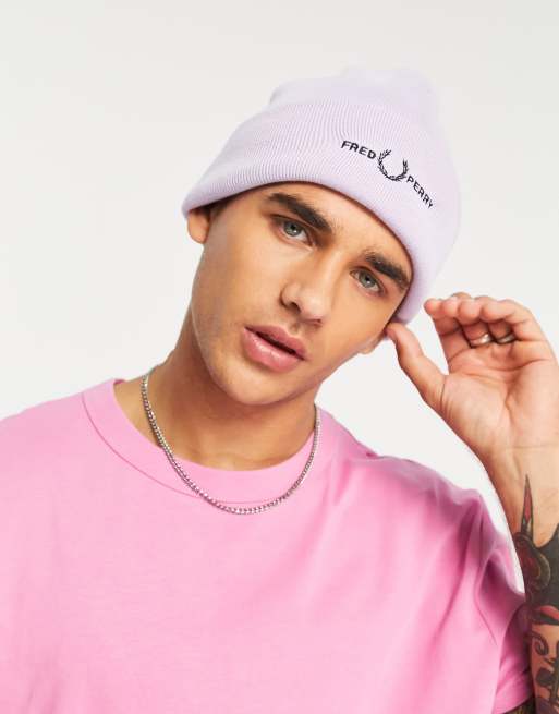 Fred Perry graphic beanie in lilac