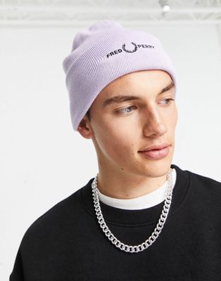 Fred Perry graphic beanie in pink