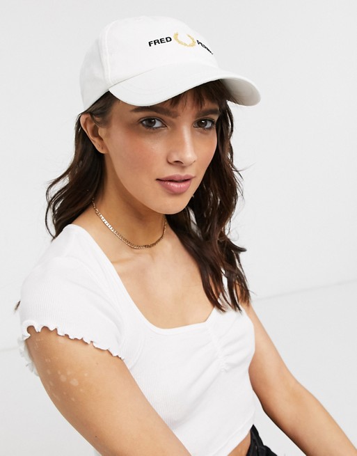 Fred Perry graphic cap in white