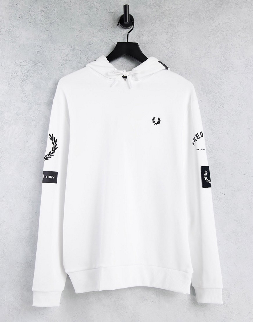 Fred Perry graphic hoodie in white