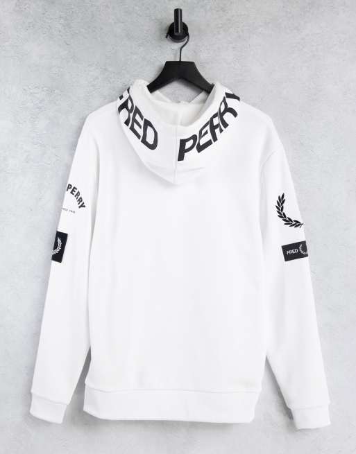 Fred Perry graphic hoodie in white