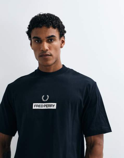 Fred Perry graphic logo t-shirt in navy  - view 1