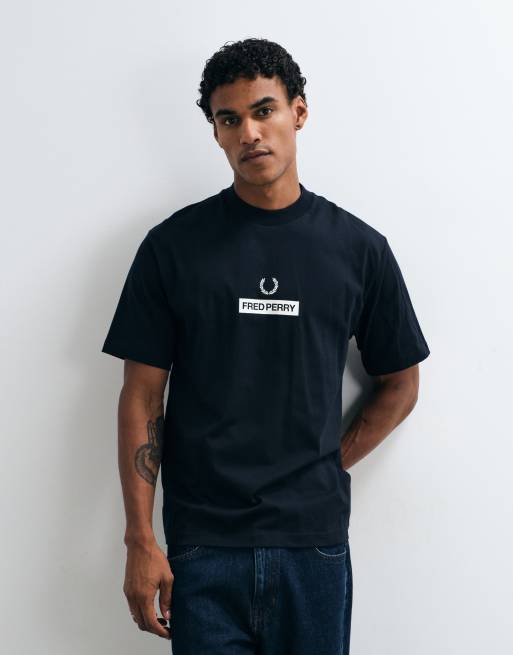 Fred Perry graphic logo t-shirt in navy , 2 of 5