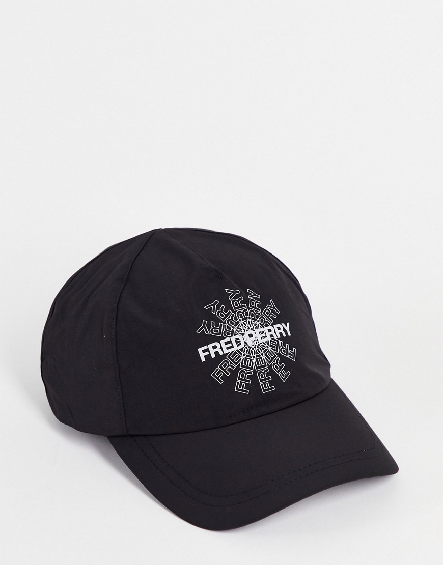 Fred Perry Graphic Print Cap In Black