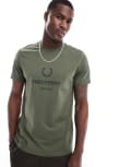 [Fred Perry] Fred Perry graphic t-shirt in khaki green XS Green