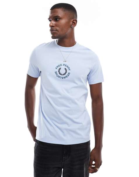 Fred Perry graphic T-shirt in light blue - view 1