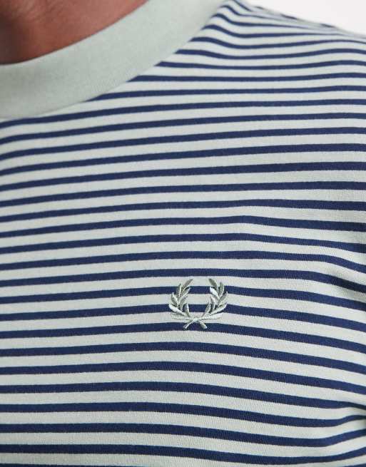 Fred Perry - Grøn T-shirt i kraftigt stof med striber, 5 af 5