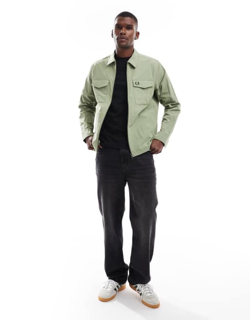 Fred Perry – Grön overshirt med dragkedja, 3 av 4