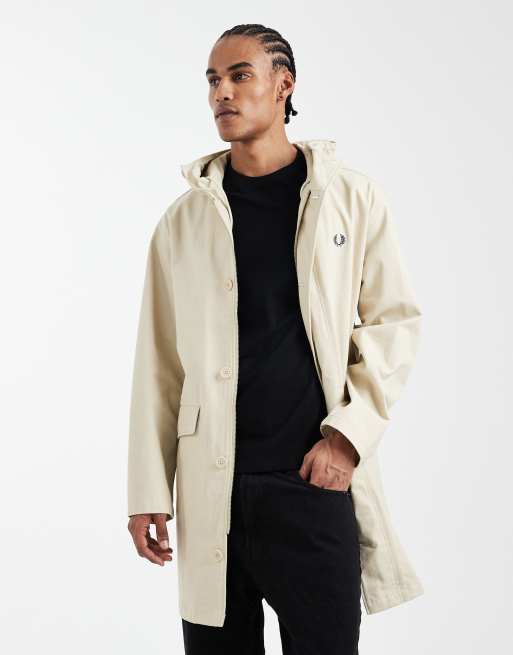 Fred Perry - Groundsman - Lange parka met capuchon en logo in gebroken wit, 2 van 5