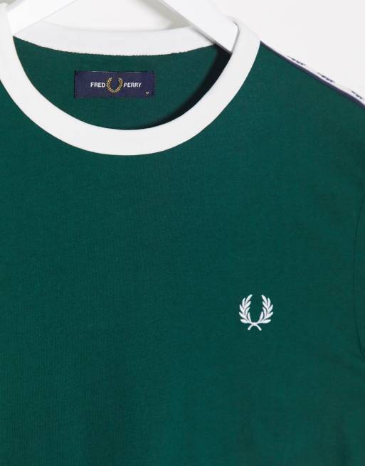 Fred Perry Grunes Ringer T Shirt Mit Zierleiste Asos