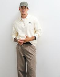 Fred Perry half zip collared sweatshirt in ecru