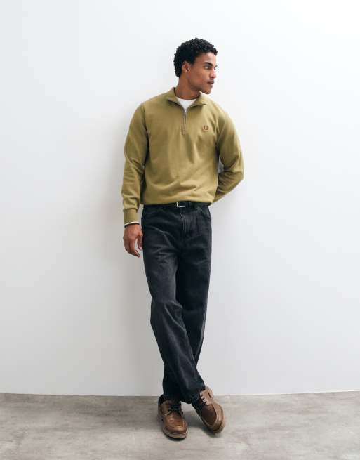 Fred Perry half zip logo sweatshirt in bronze, 5 of 5