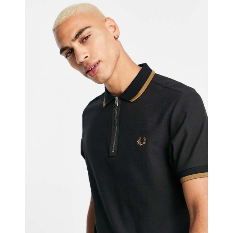 Fred zip polo shirt in black | ASOS