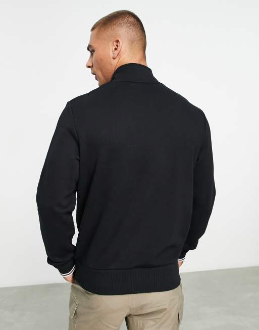 【現行】FRED PERRY Half Zip Sweatshirt Black Tonal Tape Half Zip Sweatshirt - Black | Men's Sweatshirts