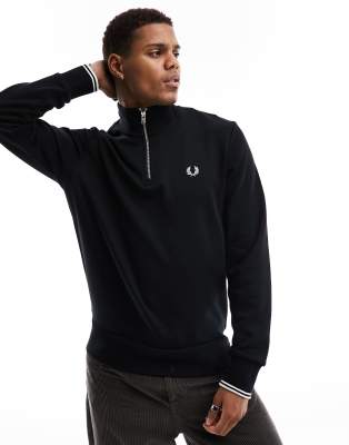 Fred Perry half zip sweatshirt in black