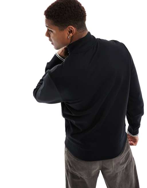 Fred Perry half zip sweatshirt in black | ASOS