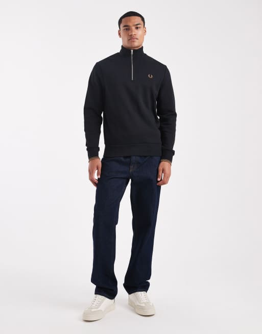 『FRED PERRY』 HALF ZIP SWEATSHIRT 完売　黒　S FRED PERRY』 HALF ZIP SWEATSHIRT 完売 黒 S - メルカリ