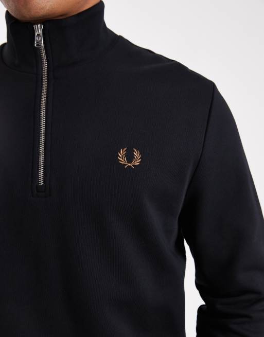 超美品　FRED PERRY Half Zip Sweatshirt Fred Perry - Half Zip Black - Sweater | Impericon