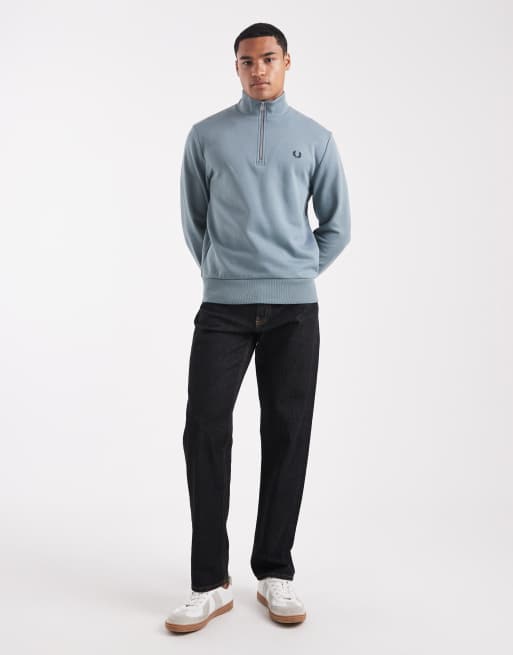 Fred Perry half zip sweatshirt in blue | ASOS