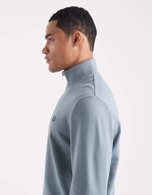 【 D.M.】（Fred Perry）Half Zip Sweatshir Fred Perry half zip sweatshirt in blue | ASOS