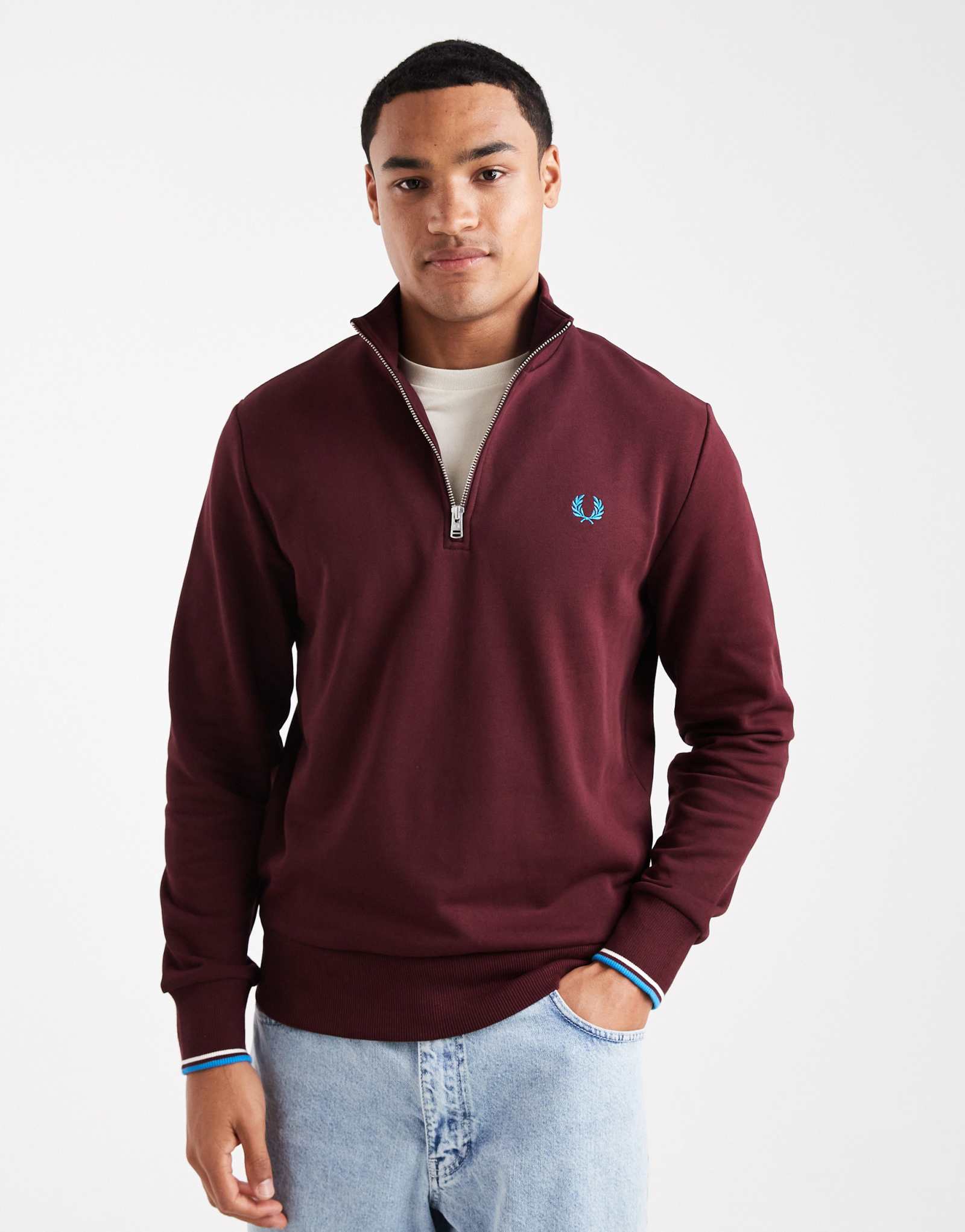 Толстовка Fred Perry на молнии бордового цвета
