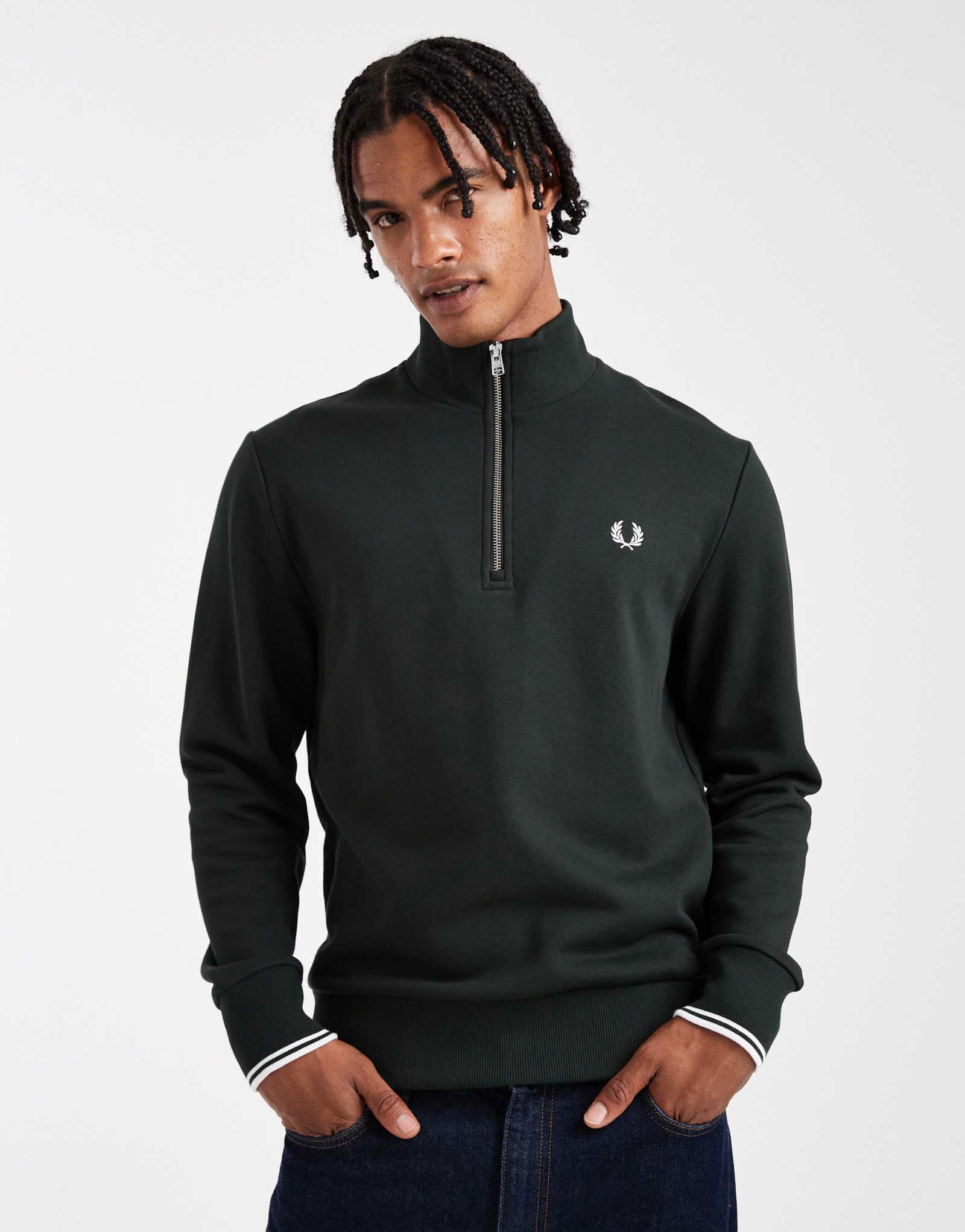 Темно-зеленая толстовка на молнии Fred Perry