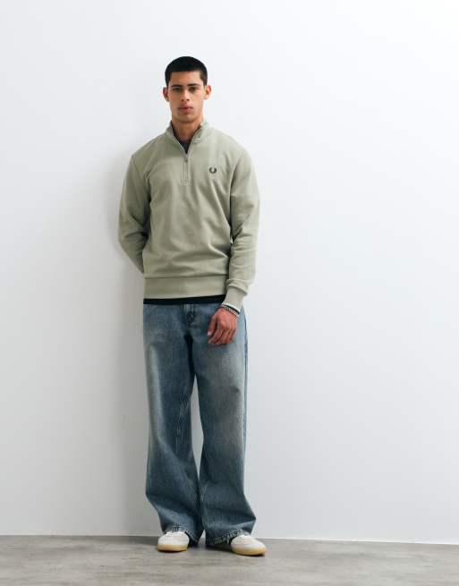 Fred Perry half zip sweatshirt in ecru, 2 of 5