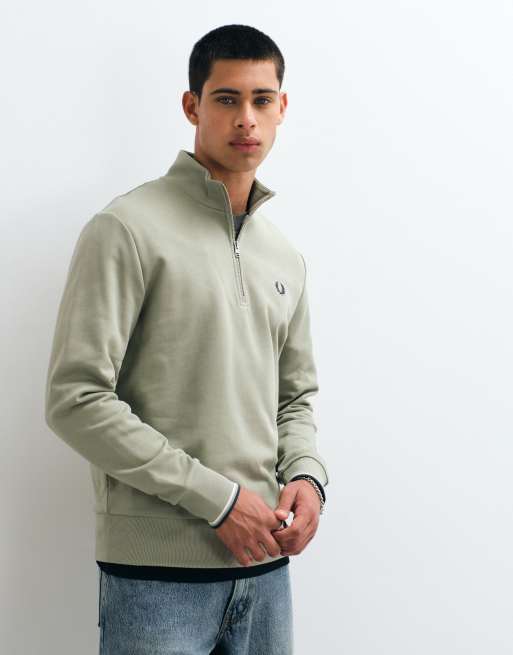 Fred Perry half zip sweatshirt in ecru, 3 of 5