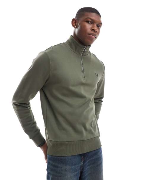 Fred Perry half zip sweatshirt in green - view 1