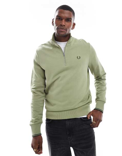Fred Perry half zip sweatshirt in green - view 1