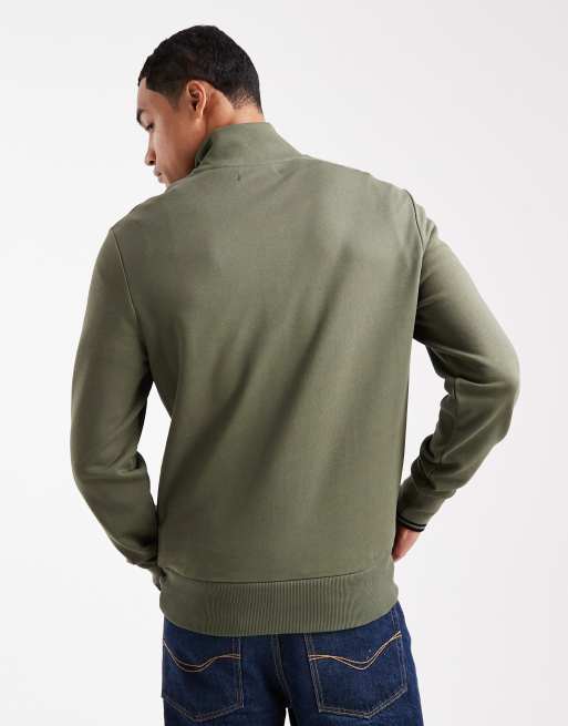 Fred Perry half zip sweatshirt in khaki | ASOS