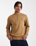 [Fred Perry] Fred Perry half zip sweatshirt in khaki-Green XS KHAKI