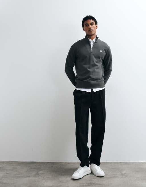 Fred Perry half zip sweatshirt in khaki, 3 of 5